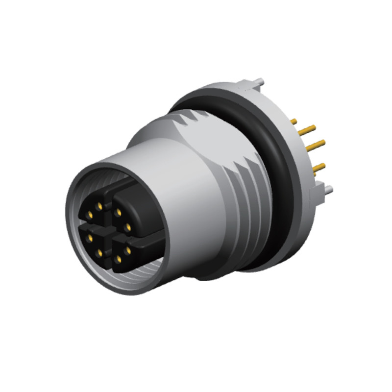 Straight Male 8 pin M12 Panel Mount Connector Installation Board After