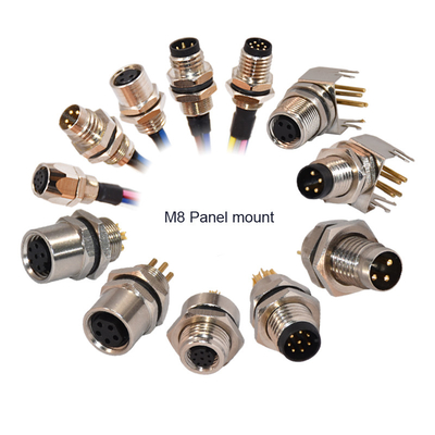 qualidade  3 4 5 6 8 12pins M8 Panel Mount Waterproof Connector Connector With PCB Solder Tail fábrica