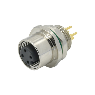 Do metal traseiro fêmea do fechamento do receptáculo da montagem do painel IP68 conectores impermeáveis do adaptador M12