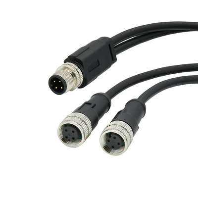 Um conector M12 impermeável moldado divisor do cabo IP68 do Pin M12 Y do código 4