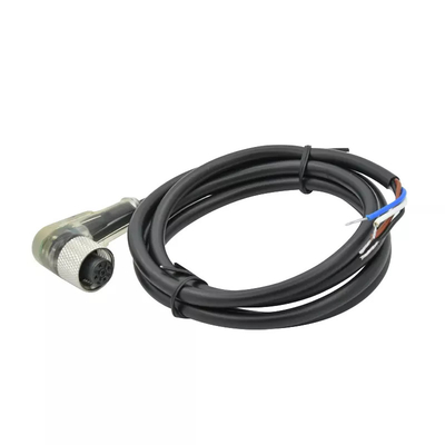 Do código impermeável do Pin A do conector 4 do grau M12 de Rigoal 90 fio fêmea transparente do diodo emissor de luz