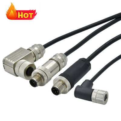 Conector à prova d'água M12 de plugue livre de metal A Conjunto de sensor de cotovelo reto de código