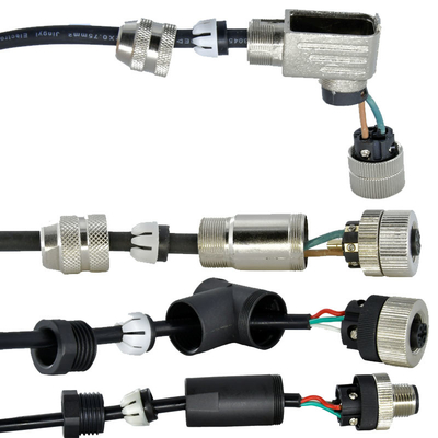 Conector à prova d'água M12 de plugue livre de metal A Conjunto de sensor de cotovelo reto de código
