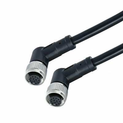 O cotovelo/conector de cabo M12 reto A impermeável B D X codificou um preto de 3 - 17 posições