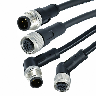 Conectores de cabo impermeáveis M12 de Overmolded A codificados 5 8 Pin Core Male/fêmeas