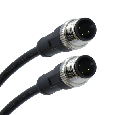 Sensor Ip68 à prova d'água M12 Conectores de fio Cabo 3 Contato A Codificado Feminino Macho Cotovelo Reto