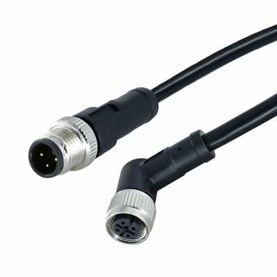 Sensor Ip68 à prova d'água M12 Conectores de fio Cabo 3 Contato A Codificado Feminino Macho Cotovelo Reto