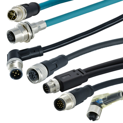 M12 Soquete masculino/feminino de aviação 3/4/5/6/8/12/17-Core Pinhole Connector com núcleo de borracha moldada