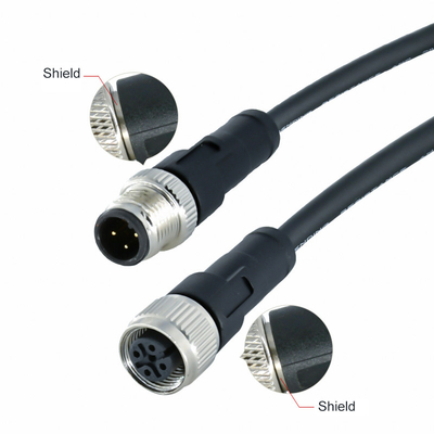 Conector impermeável M12 ângulo / reta com 500 ciclos de acoplamento