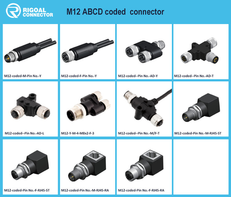 Conector impermeável M12 de automação industrial com corrente nominal 4A DIN 3 pinos
