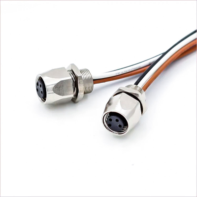 Contatos de latão e conector à prova d'água M8 de corrente nominal 4A para automação industrial