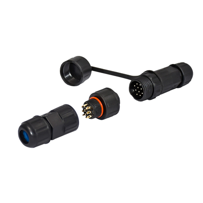 Conector à prova d'água LED de plástico com revestimento preto e classificação de resistência à água IP67/IP68