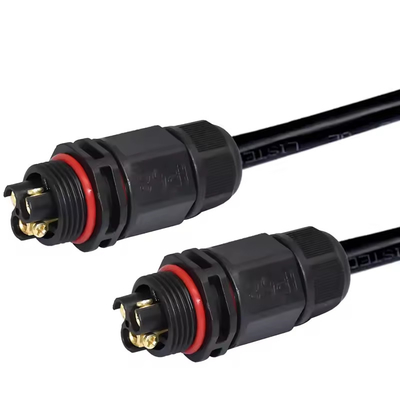 Conector de alimentação à prova d'água de revestimento preto com tensão nominal de 250 V AC e resistência de contacto de 10 MΩ