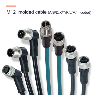 Pa66 gf20% Material de inserção IP67 Conectores impermeáveis M8 M12 para equipamentos pesados