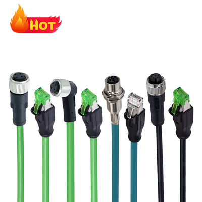 Conector à prova d'água M12 para RJ45 de 3 a 17 pinos, códigos A B C D X, macho e fêmea
