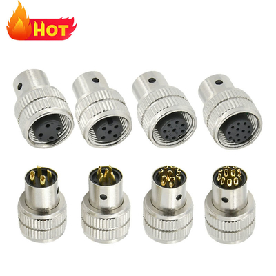 Conector macho blindado M12, 3-17 pinos, à prova d'água IP67, padrão DIN