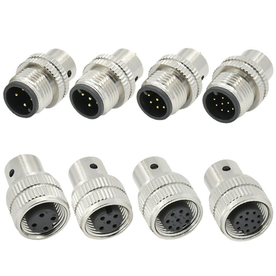 Conector macho blindado M12, 3-17 pinos, à prova d'água IP67, padrão DIN