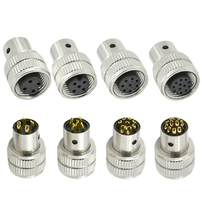 Conector macho blindado M12, 3-17 pinos, à prova d'água IP67, padrão DIN