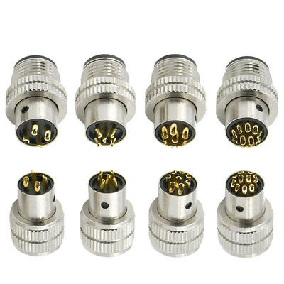 Conector macho blindado M12, 3-17 pinos, à prova d'água IP67, padrão DIN