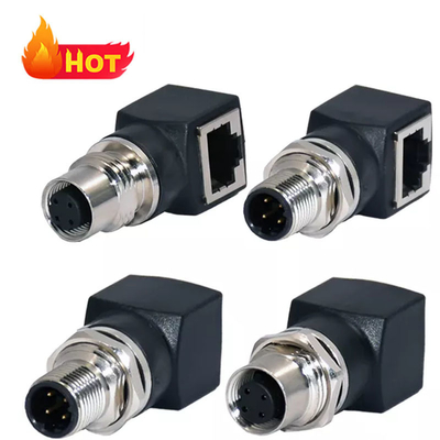 M12 para RJ45 Ethernet Conector macho Fêmea IP67 impermeável 3-17 Pin