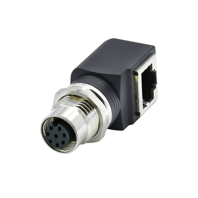 M12 para RJ45 Ethernet Conector macho Fêmea IP67 impermeável 3-17 Pin