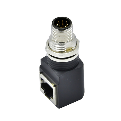 M12 para RJ45 Ethernet Conector macho Fêmea IP67 impermeável 3-17 Pin