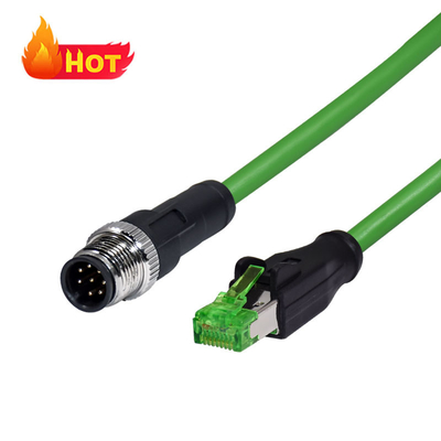 Cabo Ethernet Cat6 IP68 M12 X-Code para RJ45 1 Metro