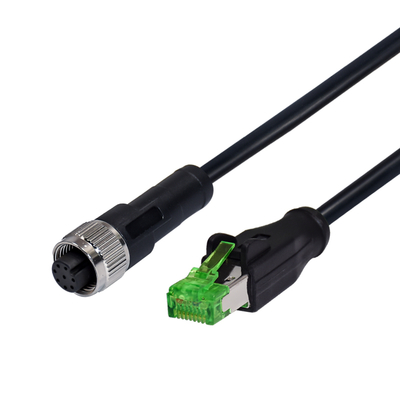 Código IP67 M12 D para cabo Ethernet masculino RJ45 1m Cat5e S/FTP