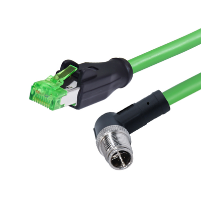 M12 X Código 8 Pin macho Cable Ethernet RJ45 resistente à água Cat 6