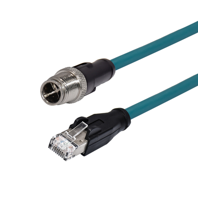 M12 X Código 8 Pin macho Cable Ethernet RJ45 resistente à água Cat 6