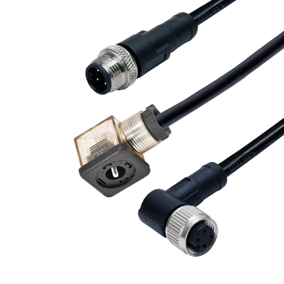 Conector M12 para Válvula Solenoide à Prova d'Água IP67 DIN 43650 Tipo A B C