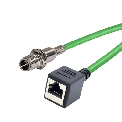 M12 a RJ45 B D X Código IP67 Conector Ethernet para uso industrial