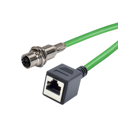 M12 a RJ45 B D X Código IP67 Conector Ethernet para uso industrial
