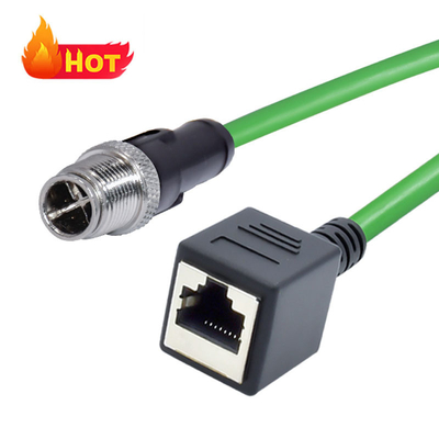 Cabo Ethernet Gigabit RJ45 IP67 Macho M12 8 Pinos X-Coded
