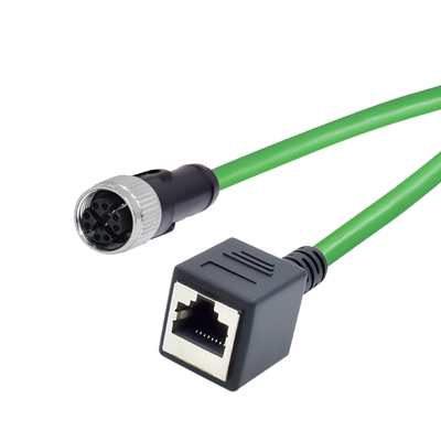 Cabo Ethernet Gigabit RJ45 IP67 Macho M12 8 Pinos X-Coded