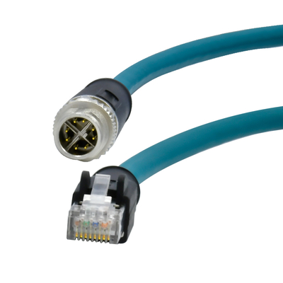 Cabo Ethernet Gigabit RJ45 IP67 Macho M12 8 Pinos X-Coded