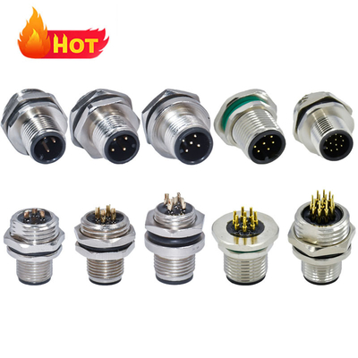 M12 Conector à prova d'água Homem Fêmea 3-17 Pin IP67 IP68 DIN