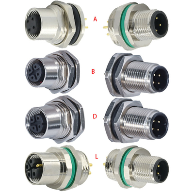 Conector à prova d'água M12 IP67 IP68 Macho Fêmea 3-17 Pinos Automotivo