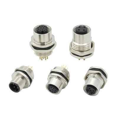 Conector de painel M12 à prova d'água IP67 Código A B D 3-17 pinos