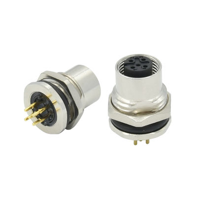 Conector de painel M12 à prova d'água IP67 Código A B D 3-17 pinos