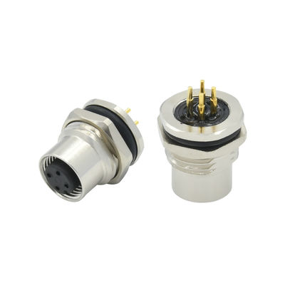 Conector de painel M12 à prova d'água IP67 Código A B D 3-17 pinos