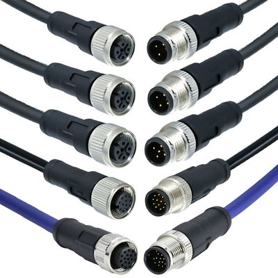 M12 Conector à prova d'água IP68 3-17 Pin Machado Fêmea Tipo de parafuso DIN