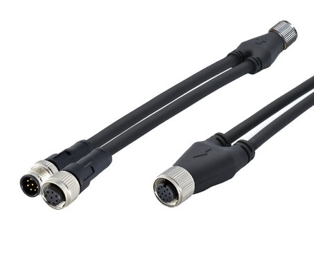 M8 4Pin Conector de Sensor Circular Macho Moldeado Splitter Tipo Y 26AWG x 4C PUR Cable Meet IP67 Para Singnals Automotivos