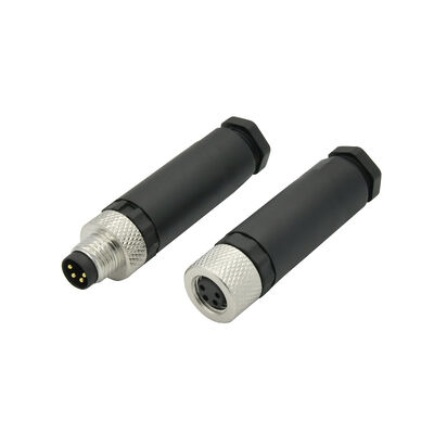 Conector M8 macho de 4 pinos à prova d'água IP68 com travamento por parafuso para uso automotivo, personalizável e suportado