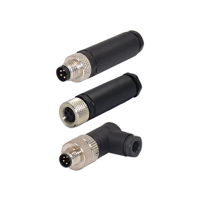 Conector M8 macho de 4 pinos à prova d'água IP68 com travamento por parafuso para uso automotivo, personalizável e suportado