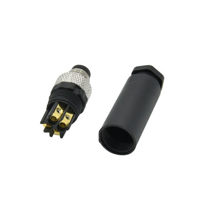 Conector M8 macho de 4 pinos à prova d'água IP68 com travamento por parafuso para uso automotivo, personalizável e suportado