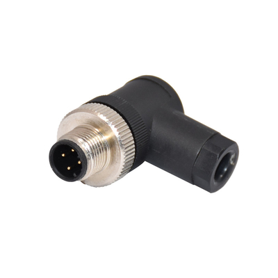 M12 90degree Male Assembly Screw Male 4P Field Wirable Assembly Waterproof Cable Connector