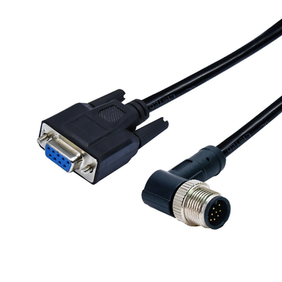 9pins fêmea D-secundário M12 ao sensor impermeável do conector macho do molde do ângulo direito 9pins