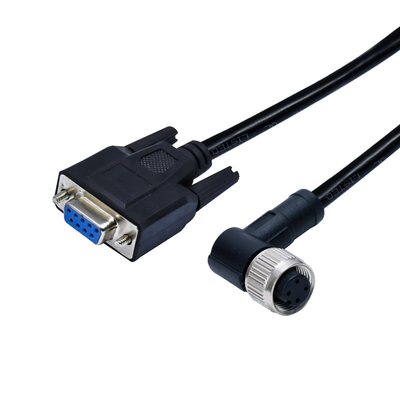 9pins fêmea D-secundário M12 ao sensor impermeável do conector macho do molde do ângulo direito 9pins