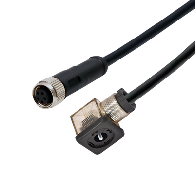 tipo tomada do conector de válvula A do solenoide de 250V 10A de 3+PE a M12 4 Pin Male Connector With Cable